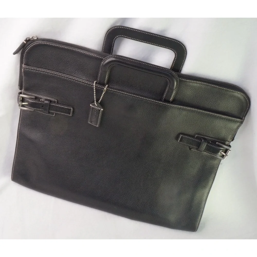 Vintage Coach 5152 Black Pebbled Leather Briefcase Laptop Portfolio Bag CLC